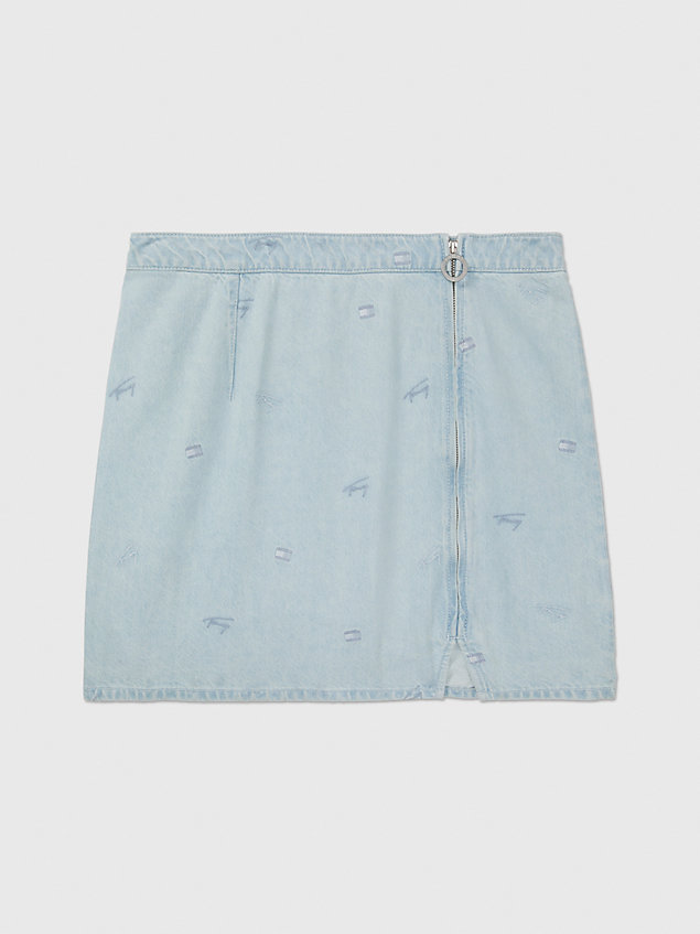 blue adaptive denim mini skirt for women tommy hilfiger