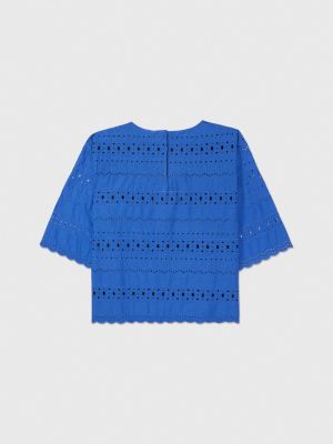 blue adaptive regular fit bluse mit lochstickerei für damen - tommy hilfiger