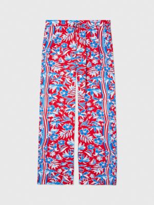 Adaptive Floral Print Flared Leggings, Blue