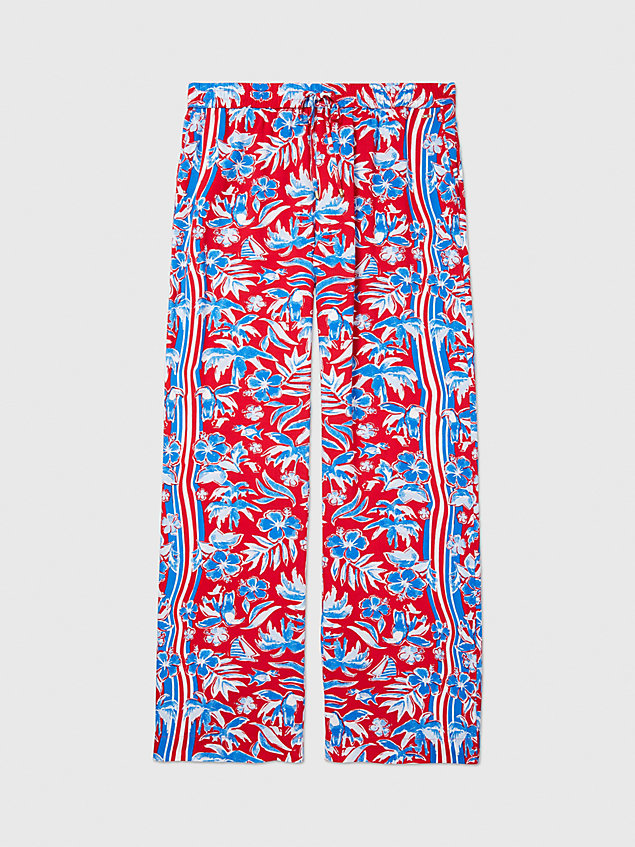 multi adaptive tropical scarf print trousers for women tommy hilfiger