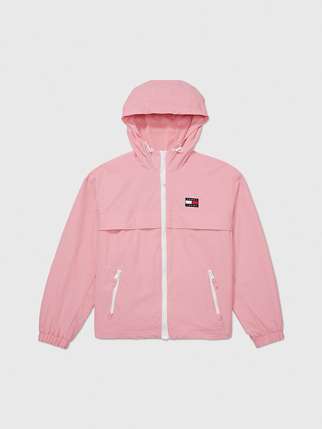 pink adaptive hooded chicago windbreaker for women tommy hilfiger