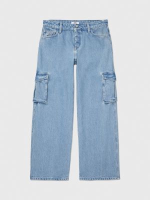 Flared Low Cargo Jeans - Light denim blue - Ladies