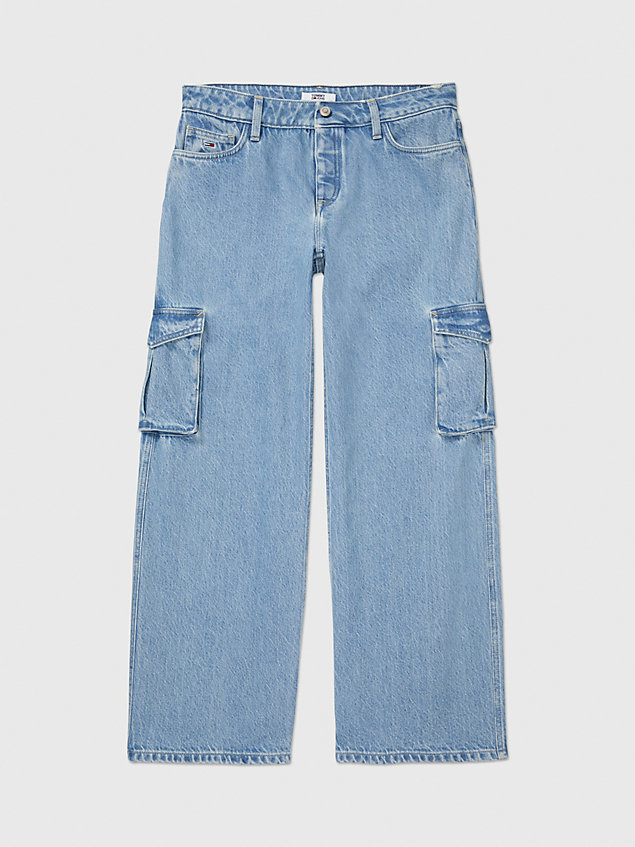 blue adaptive weite cargo-jeans mit niedrigem bund für damen - tommy hilfiger