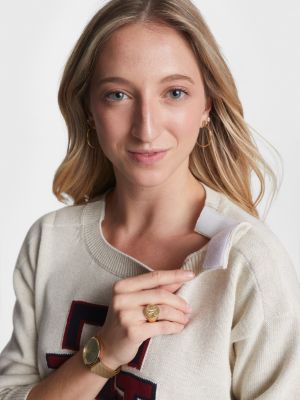 white adaptive th monogram rundhals-pullover für damen - tommy hilfiger