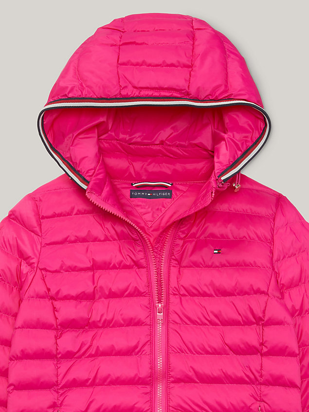 pink ocieplana kurtka adaptive z kapturem dla kobiety - tommy hilfiger