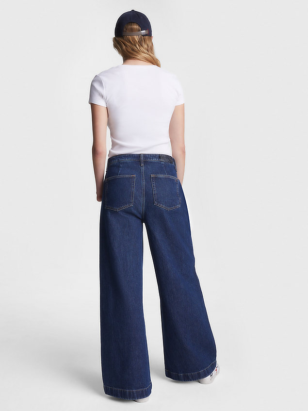 blue adaptive relaxed wide leg jeans voor dames - tommy hilfiger