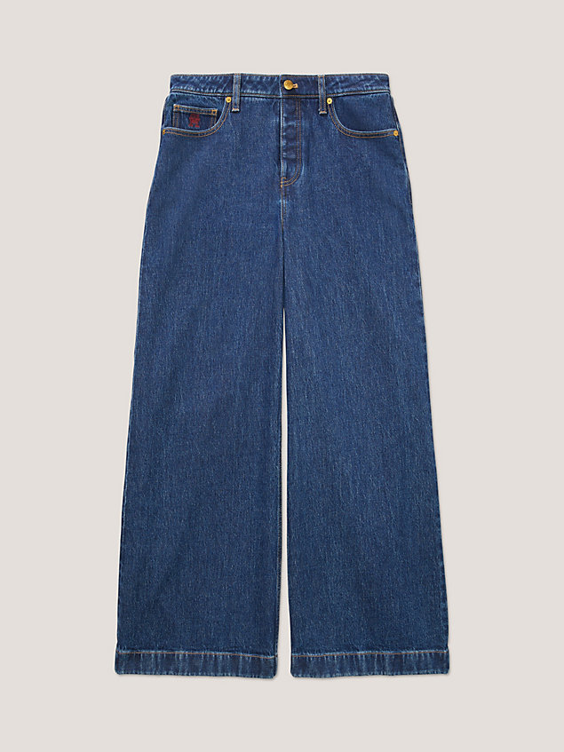 blue adaptive relaxed wide leg jeans voor dames - tommy hilfiger