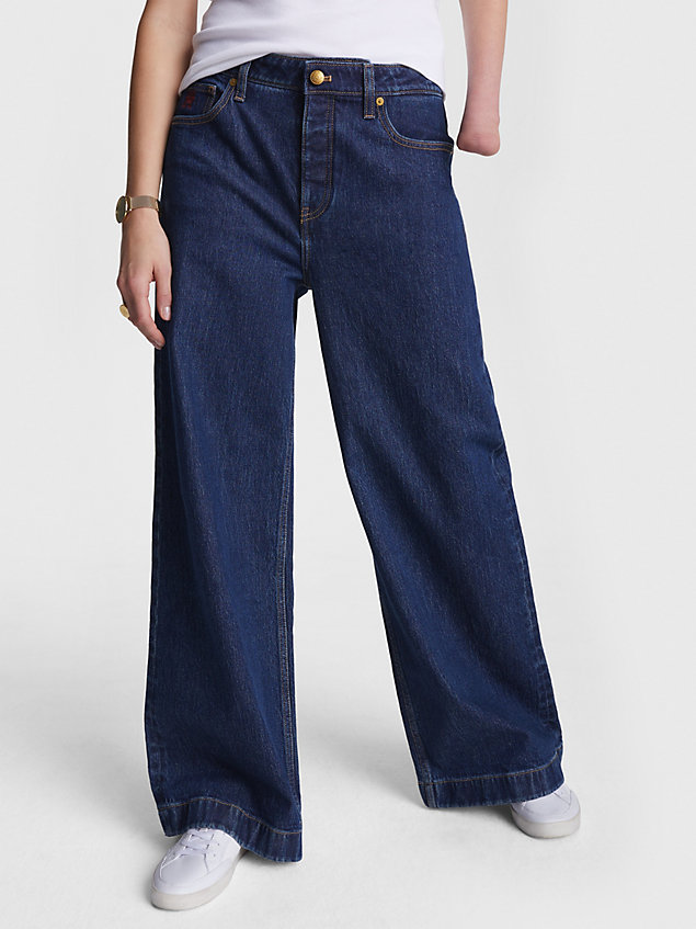 blue adaptive relaxed wide leg jeans for women tommy hilfiger