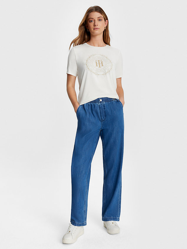 blue adaptive high rise relaxed straight jeans voor dames - tommy hilfiger