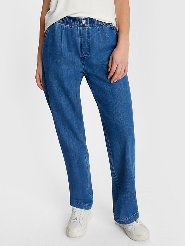 blue adaptive relaxed straight jeans mit hohem bund für damen - tommy hilfiger