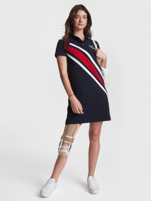 Adaptive TH Monogram Stripe Polo Dress | Multi | Tommy Hilfiger