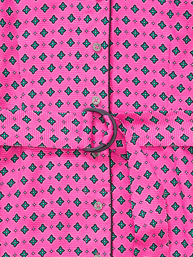 pink adaptive overhemdjurk met foulardprint voor dames - tommy hilfiger