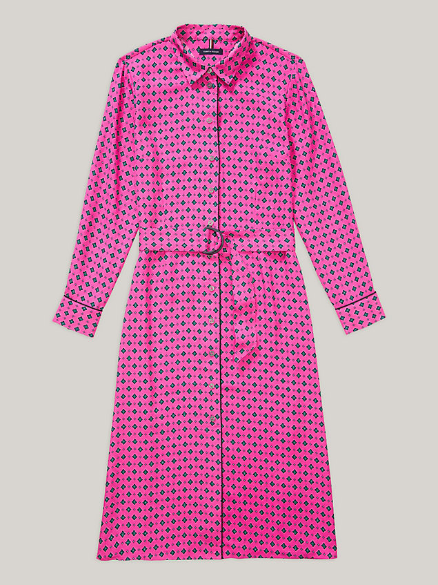 pink adaptive foulard print shirt dress for women tommy hilfiger