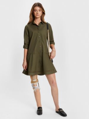 Adaptive Lace Logo Knee Tommy Dress Green Shirt | | Length Hilfiger