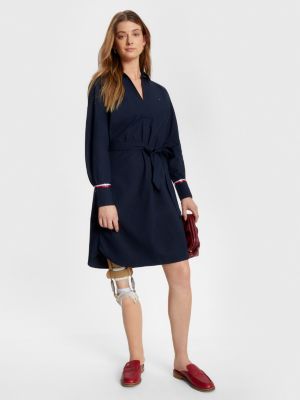 Adaptive Logo Stripe Knee Length Shirt Dress | Blue | Tommy Hilfiger