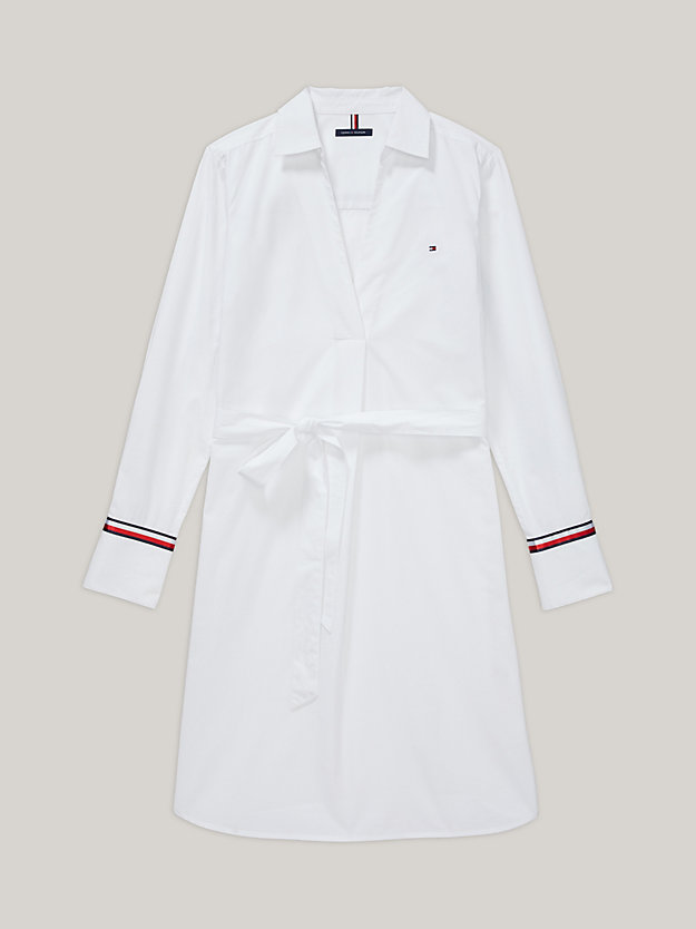 white adaptive logo stripe knee length shirt dress for women tommy hilfiger