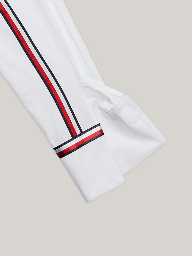 white adaptive overhemdjurk op knielengte met logo voor dames - tommy hilfiger