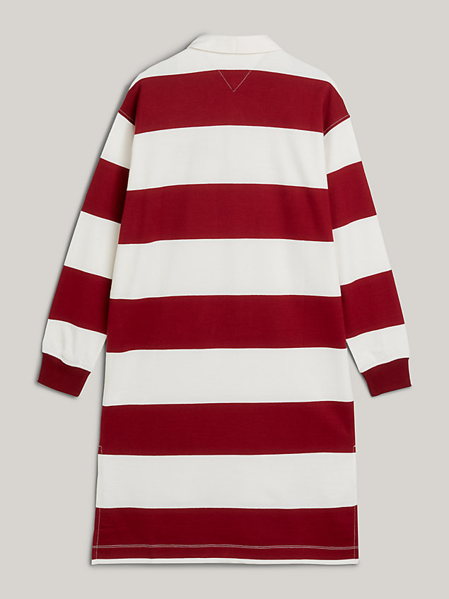 white adaptive colour-blocked rugby stripe dress for women tommy hilfiger