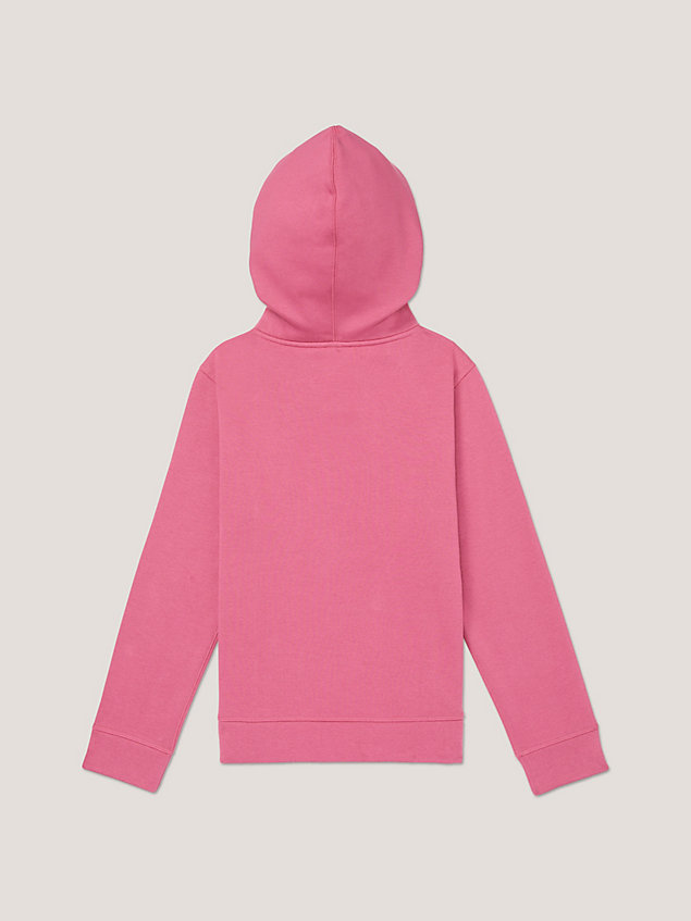 pink adaptive essential fleece hoodie voor dames - tommy hilfiger