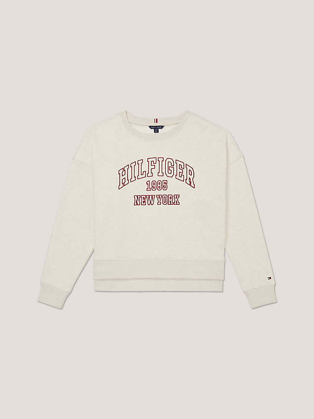 white adaptive varsity relaxed sweatshirt voor dames - tommy hilfiger