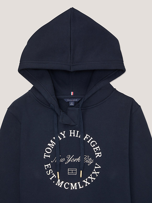 blue adaptive regular fit hoodie met logo voor dames - tommy hilfiger