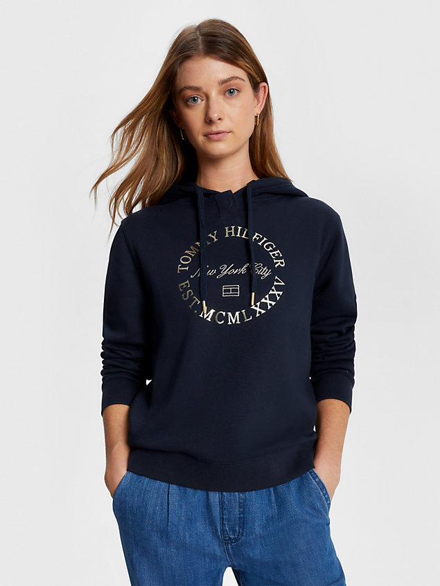 blue adaptive regular fit hoodie mit logo für damen - tommy hilfiger