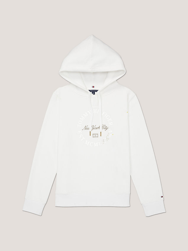 white adaptive regular fit hoodie met logo voor dames - tommy hilfiger