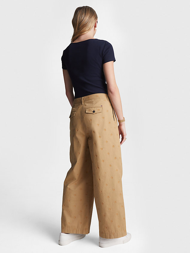 khaki adaptive th monogram embroidery relaxed chinos for women 