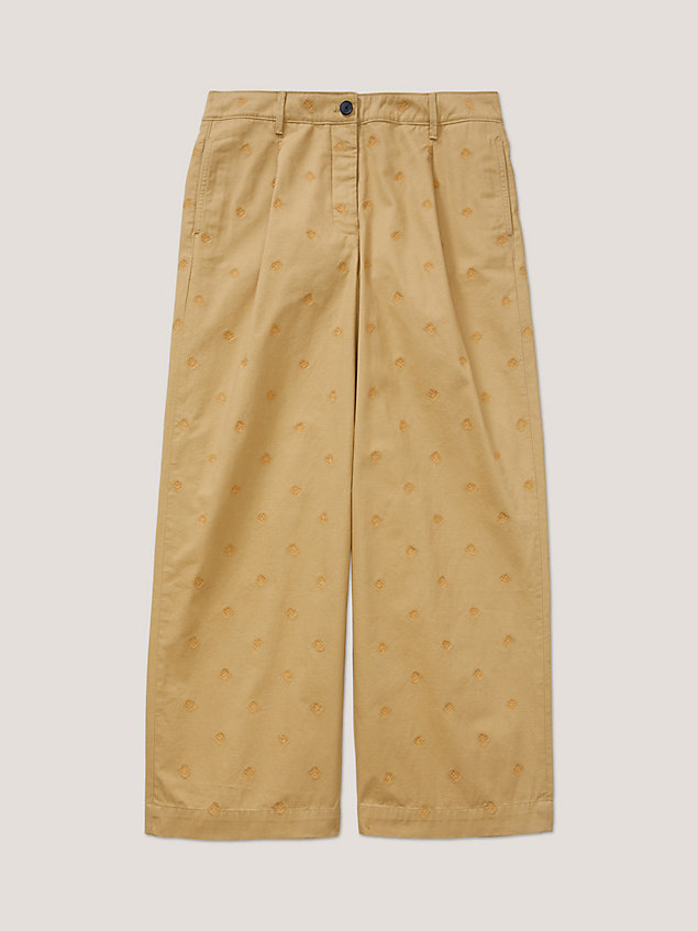 khaki adaptive relaxed chino met th-monogram voor dames - tommy hilfiger