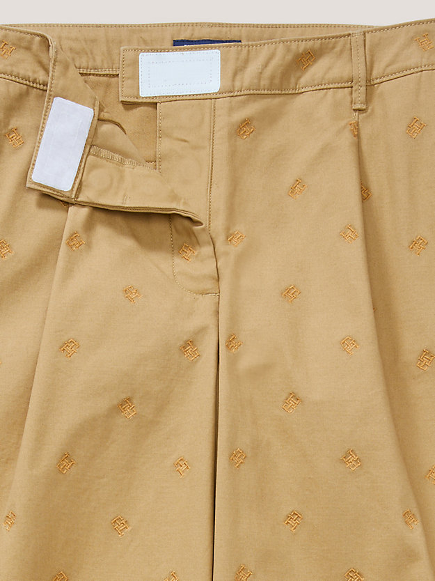 khaki adaptive th monogram embroidery relaxed chinos for women tommy hilfiger