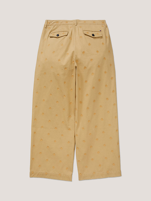 khaki adaptive th monogram embroidery relaxed chinos for women tommy hilfiger