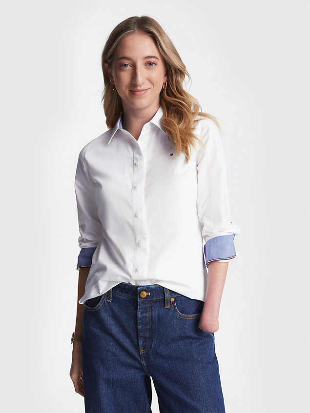 white adaptive heritage regular fit overhemd voor dames - tommy hilfiger