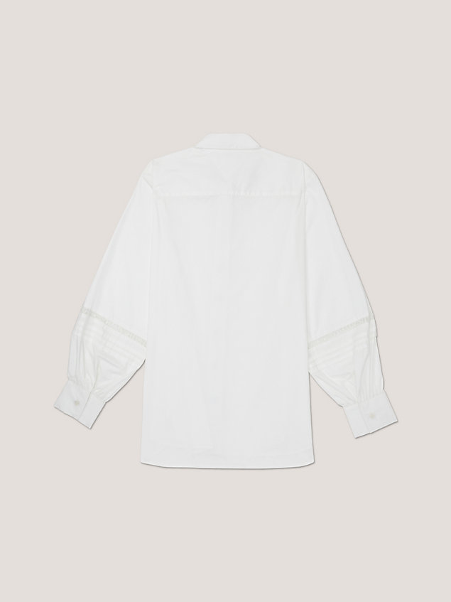 white adaptive blouse met logo en kant voor dames - tommy hilfiger