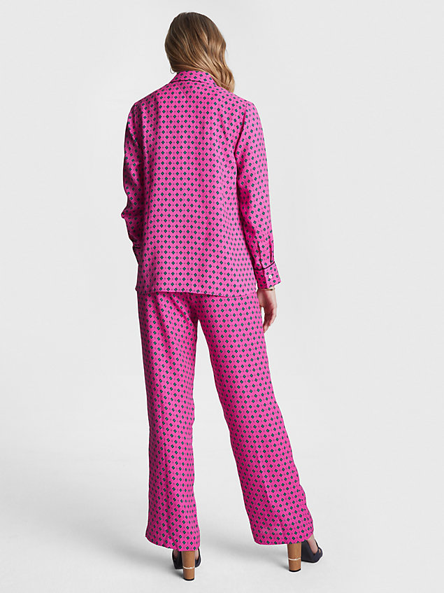 chemise adaptive à motif foulard floral pink pour femmes 