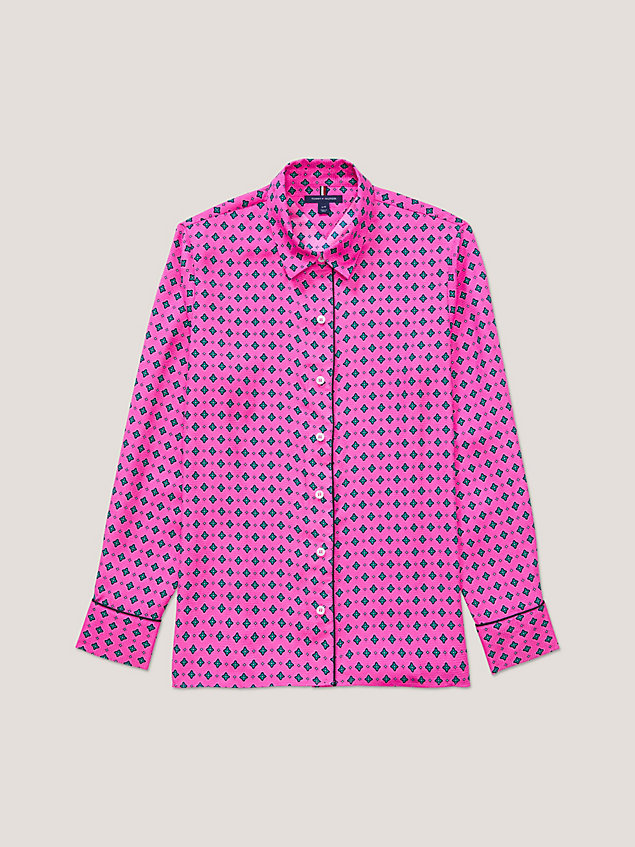 pink adaptive foulard flower print shirt for women tommy hilfiger