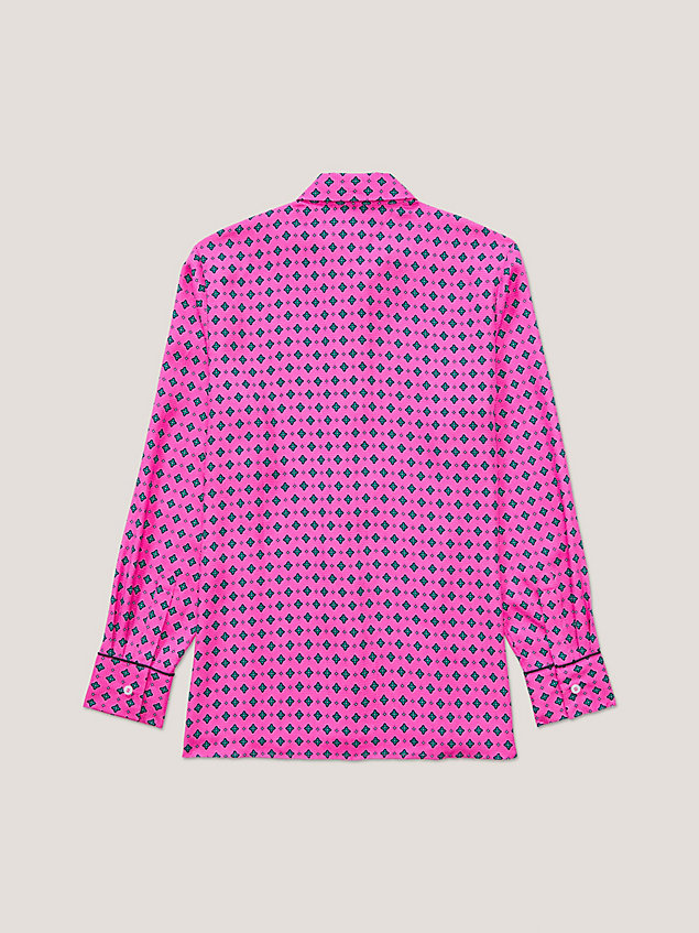 pink adaptive foulard flower print shirt for women tommy hilfiger