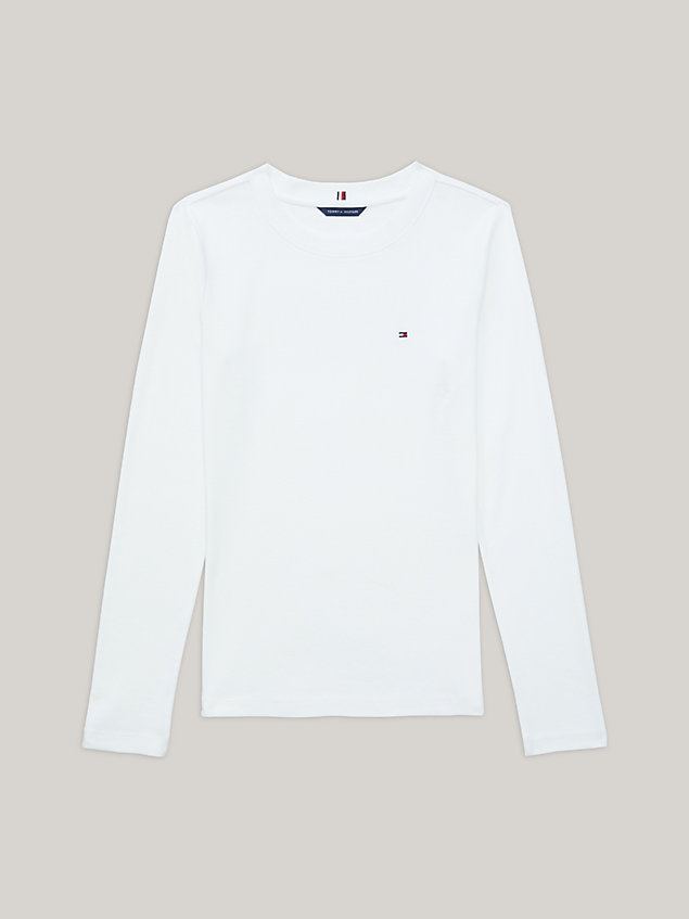 white adaptive logo slim fit long sleeve t-shirt for women tommy hilfiger