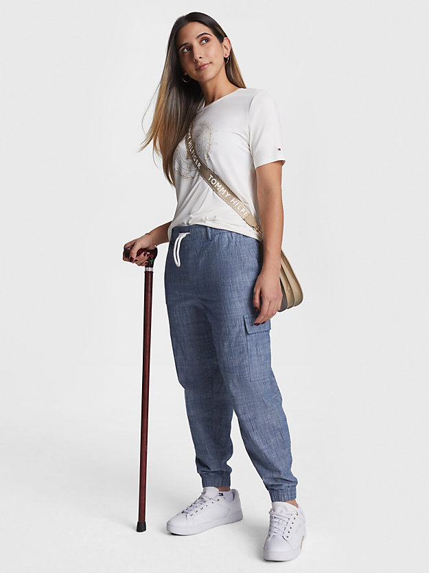blue adaptive chambray cargo chino joggers for women tommy hilfiger
