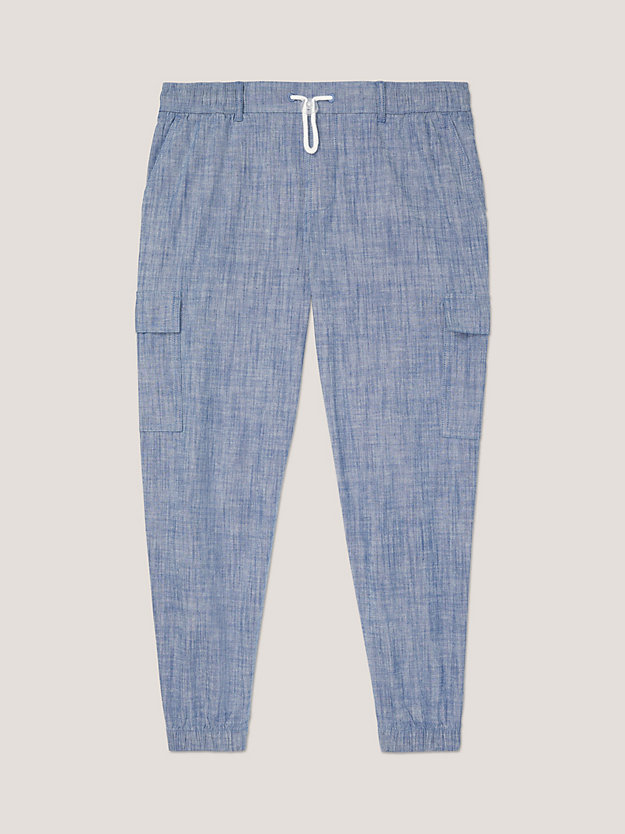 blue adaptive chambray cargo chino joggers for women tommy hilfiger