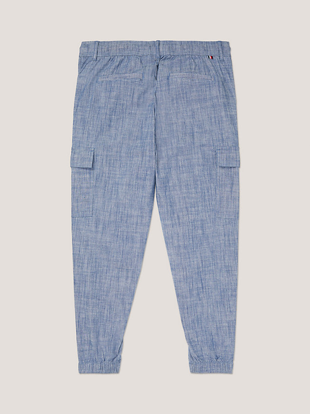 blue adaptive chambray cargo chino-jogger voor dames - tommy hilfiger