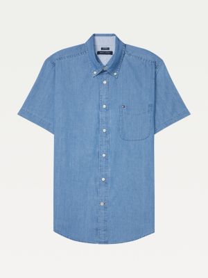 mens short sleeve shirt blue