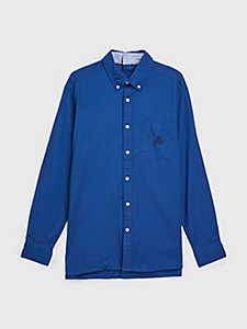 camicia adaptive custom fit adattato in cotone blu da uomo tommy hilfiger