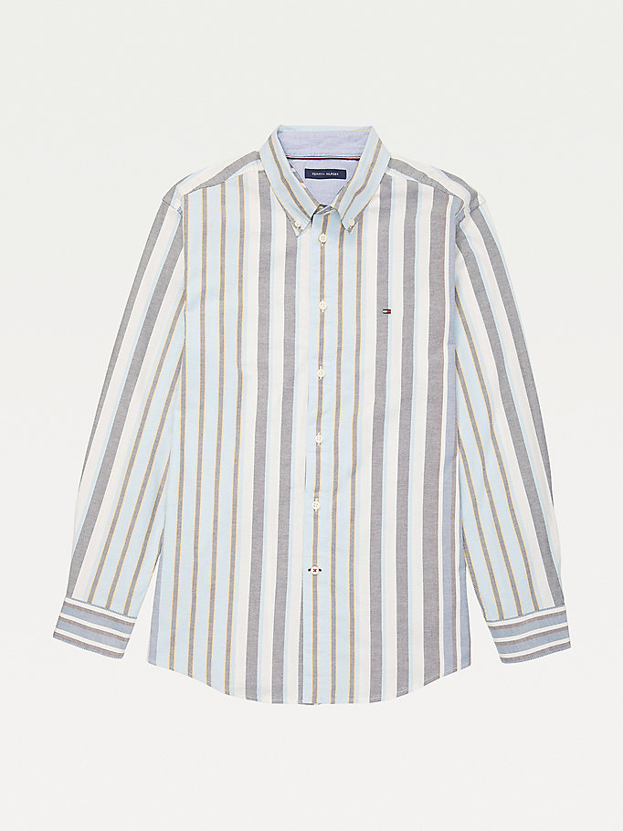 blue adaptive custom fit stripe shirt for men tommy hilfiger