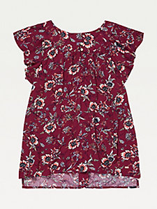 red adaptive viscose floral print top for women tommy hilfiger