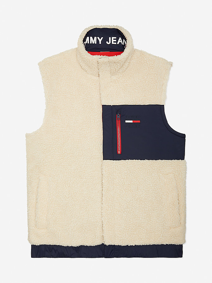 white adaptive recycled reversible vest for men tommy hilfiger