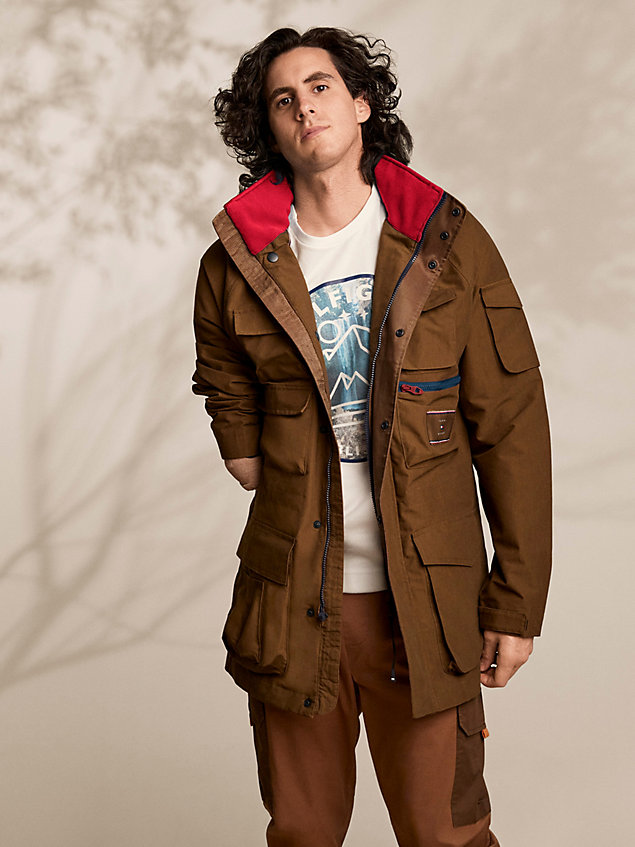 brown adaptive utility jacket for men tommy hilfiger