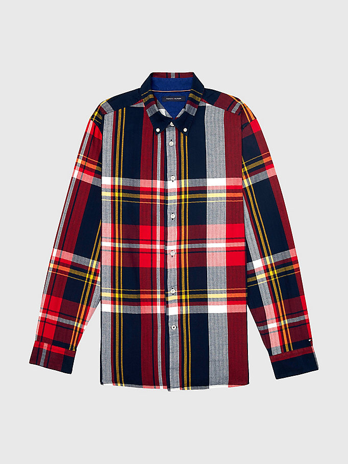chemise ajustée adaptive à motif écossais plusieurs couleurs pour hommes tommy hilfiger