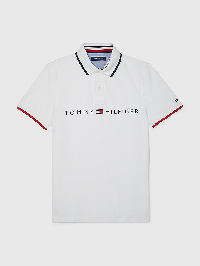 white adaptive contrast polo for men tommy hilfiger