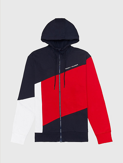 multi adaptive colour-blocked terry hoody for men tommy hilfiger