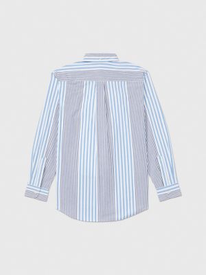 Vintage TT & Co Sport Shirt Mens Medium Blue Striped Button Up